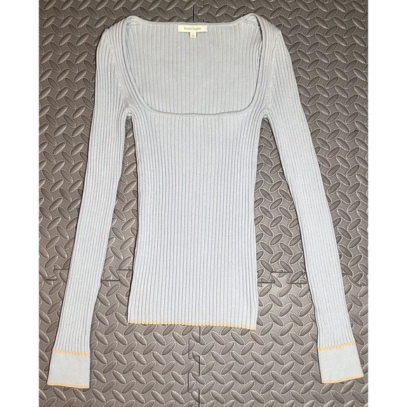 Favorite Daughter Baby Blue Long Sleeve 85%Cotton Square Neck Women's TOP XS - Picture 5 of 11